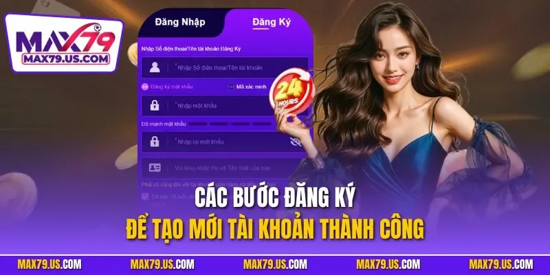 Các bước đăng ký để tạo mới tài khoản thành công